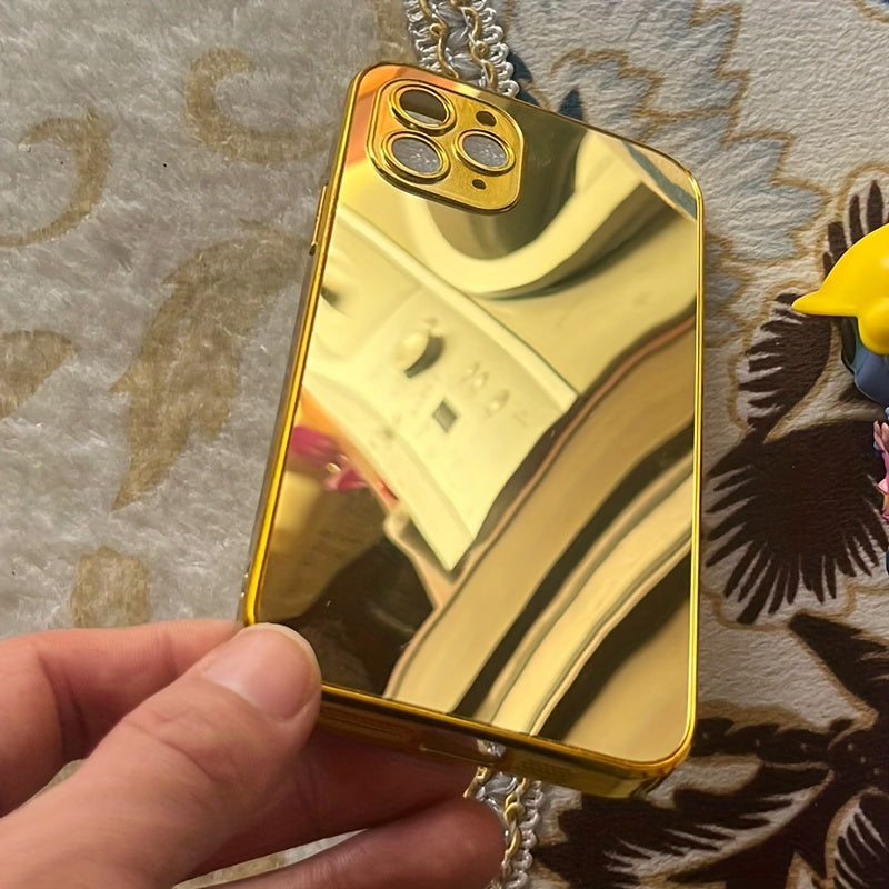 Golden Mirror Anti-Drop Phone Case with Makeup Design for iPhone 16 15 14 13 Pro Max 12 XS 11 8 Plus, XR, SE3, SE2 and Mini 7