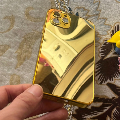 Golden Mirror Anti-Drop Phone Case with Makeup Design for iPhone 16 15 14 13 Pro Max 12 XS 11 8 Plus, XR, SE3, SE2 and Mini 7