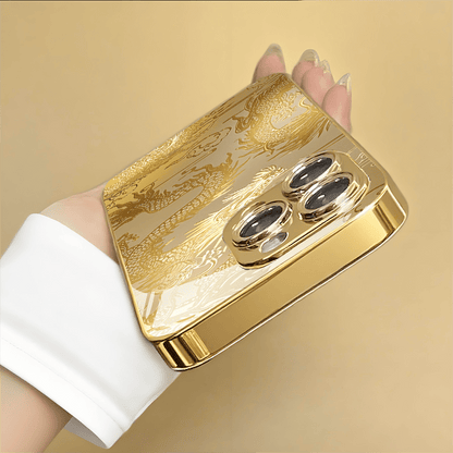 New Fashion Full Coverage HD Minimalist Niche Trendy Luxury Business Straight Edge Gold-Plated Glass Case for Apple 16 Pro Max, 16, 15ProMax, Plus 15, 15, 14Plus 13pro、13、12 pro、12, 11promax and iPhone11. Protective Pho