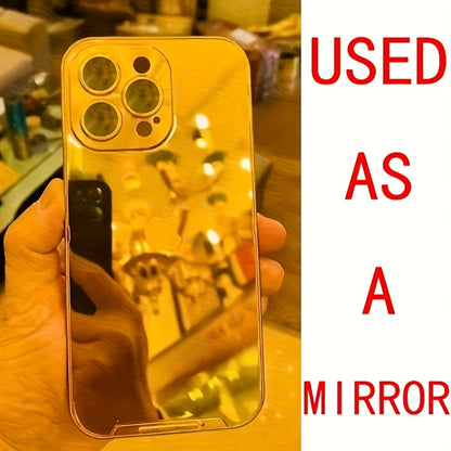 Golden Mirror Anti-Drop Phone Case with Makeup Design for iPhone 16 15 14 13 Pro Max 12 XS 11 8 Plus, XR, SE3, SE2 and Mini 7