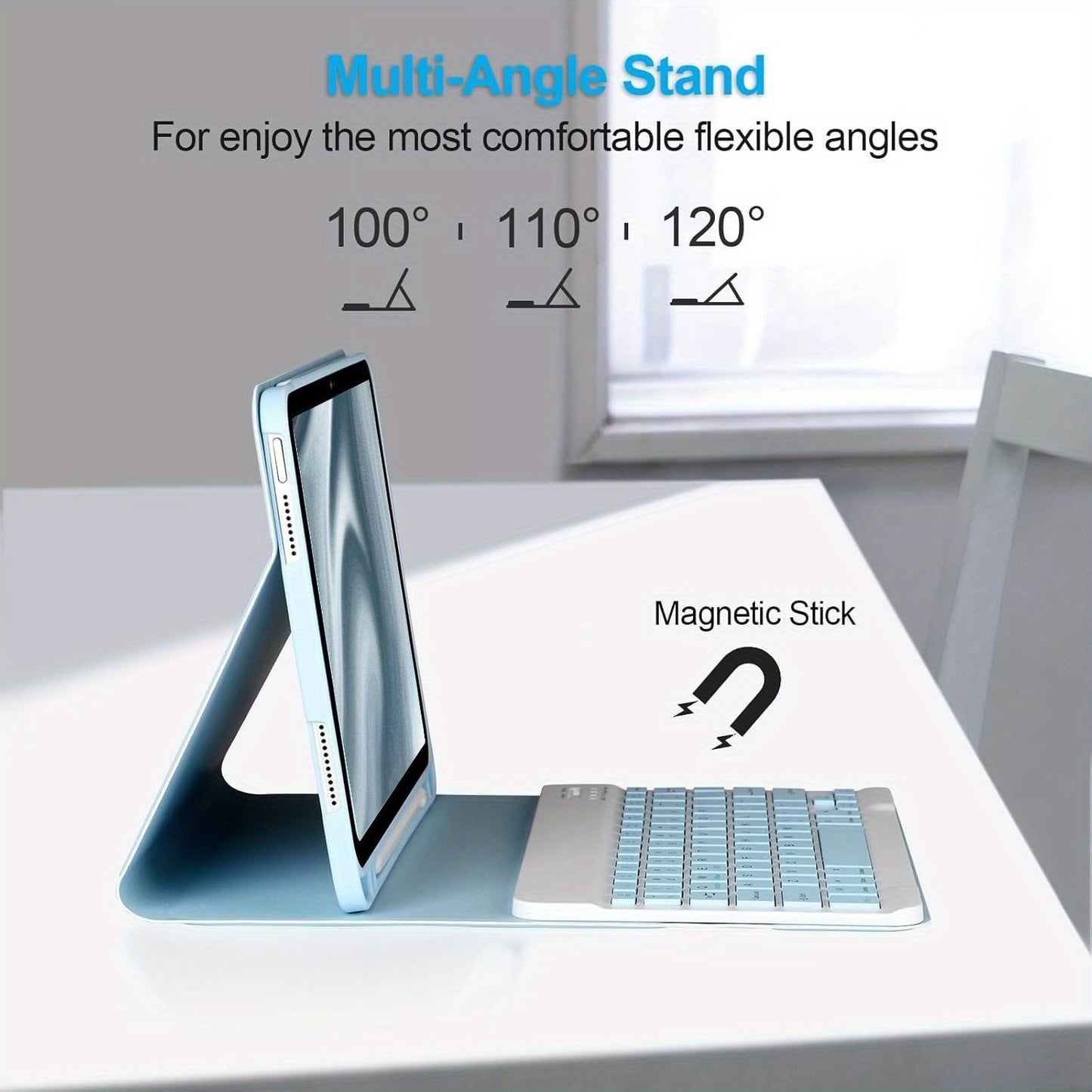 Keyboard case for iPad 11, 10.9, 10.5, 10.2", with pencil holder & detachable keyboard. for iPad 9th/8th/7th gen, 10th/11th gen and for Pro 1st-4th gen, Air 4/5, & Air 11" (M2) 2024.
