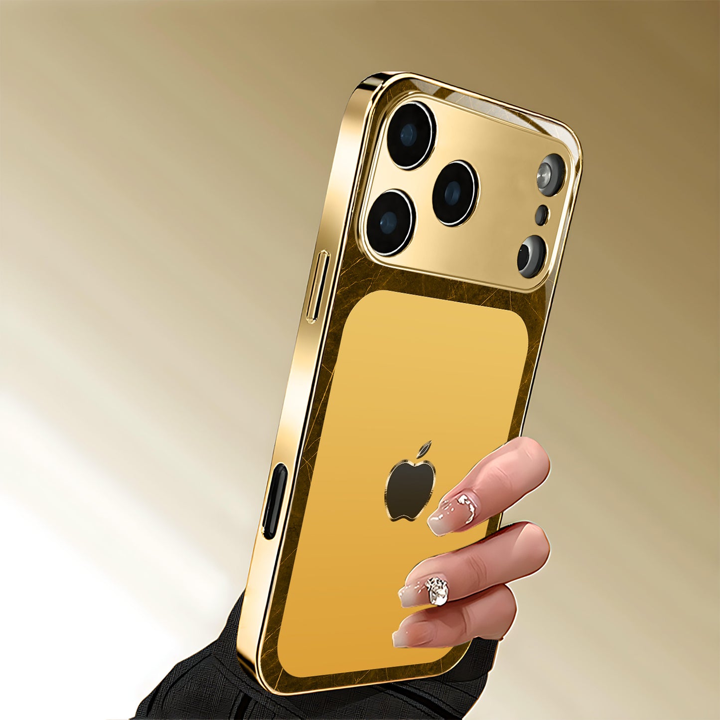 Creative Apple Pattern Gold-Plated New Phone Case for Iphone 17/17 Pro/17 Air/17 Pro Max/16/16 Pro/16 Plus/16 Pro Max/15/15 Pro/15 Pro Max/14/14 Pro/14 PLUS/14 Pro Max/13/13 Pro/13 Pro Max/13 Mini/12/11/Xr/Xs/X Tempered Glass