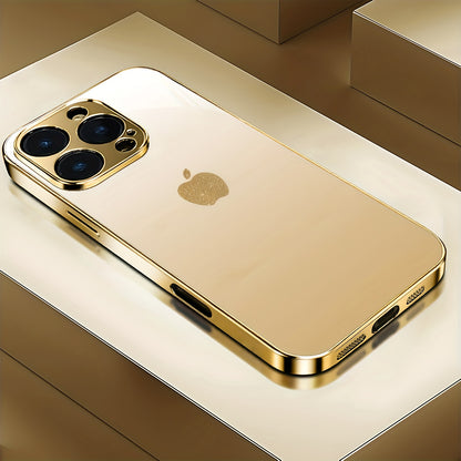 Pattern Golden Electroplated Phone for Iphone 17/17 Pro/17 Air/17 Pro Max/16/16 Pro/16 Plus/16 Pro Max/15/15 Pro/15 Pro Max/14/14 Pro/14 PLUS/14 Pro Max/13/13 Pro/13 Pro Max/13 Mini/12/11. Full-Coverage Tempered Frosted Prote